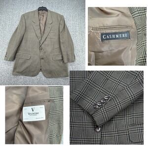 Giovanni‎ Valentino Cashmere Glen Plaid Tweed Jacket Sport Coat Brown 44